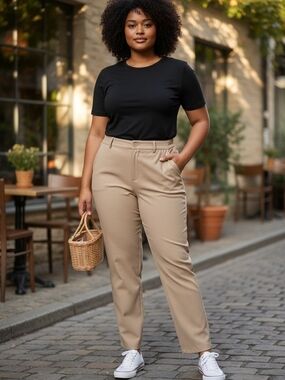 Finity Beige High-Rise Trousers